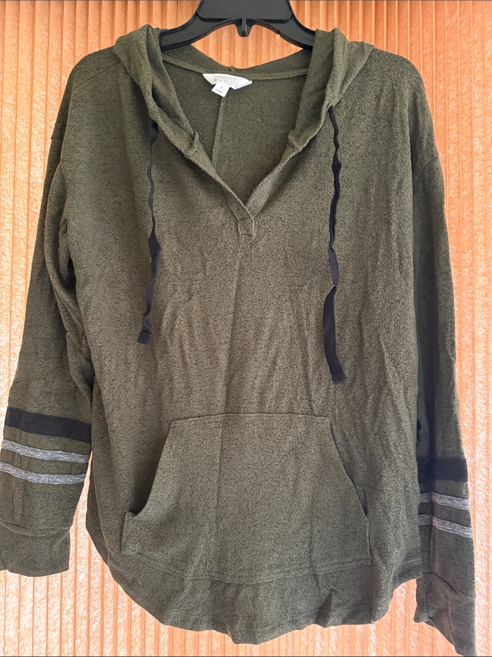 Market & Spruce Cozy Olive Green Hooded Pullover Top Size M